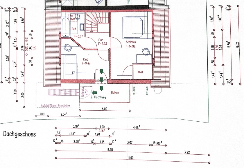 Grundriss Dachgeschoss Maisonettewohnung Wetter (Ruhr)