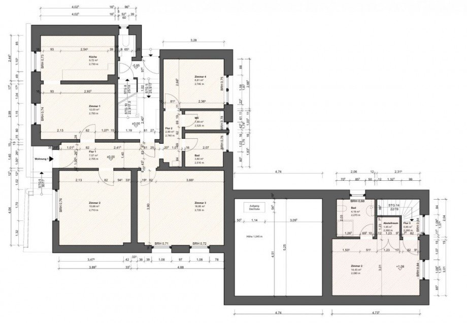 Grundriss Erdgeschoss L 36, 1.Obergeschoss L 36a Mehrfamilienhaus Wetter