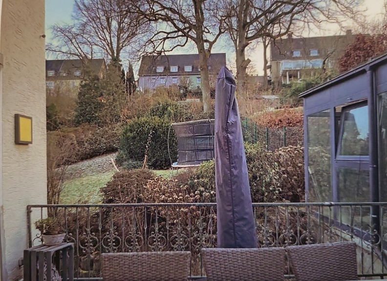 Blick von der Terrasse, Wintergarten Terrassenwohnung Wetter (Ruhr)
