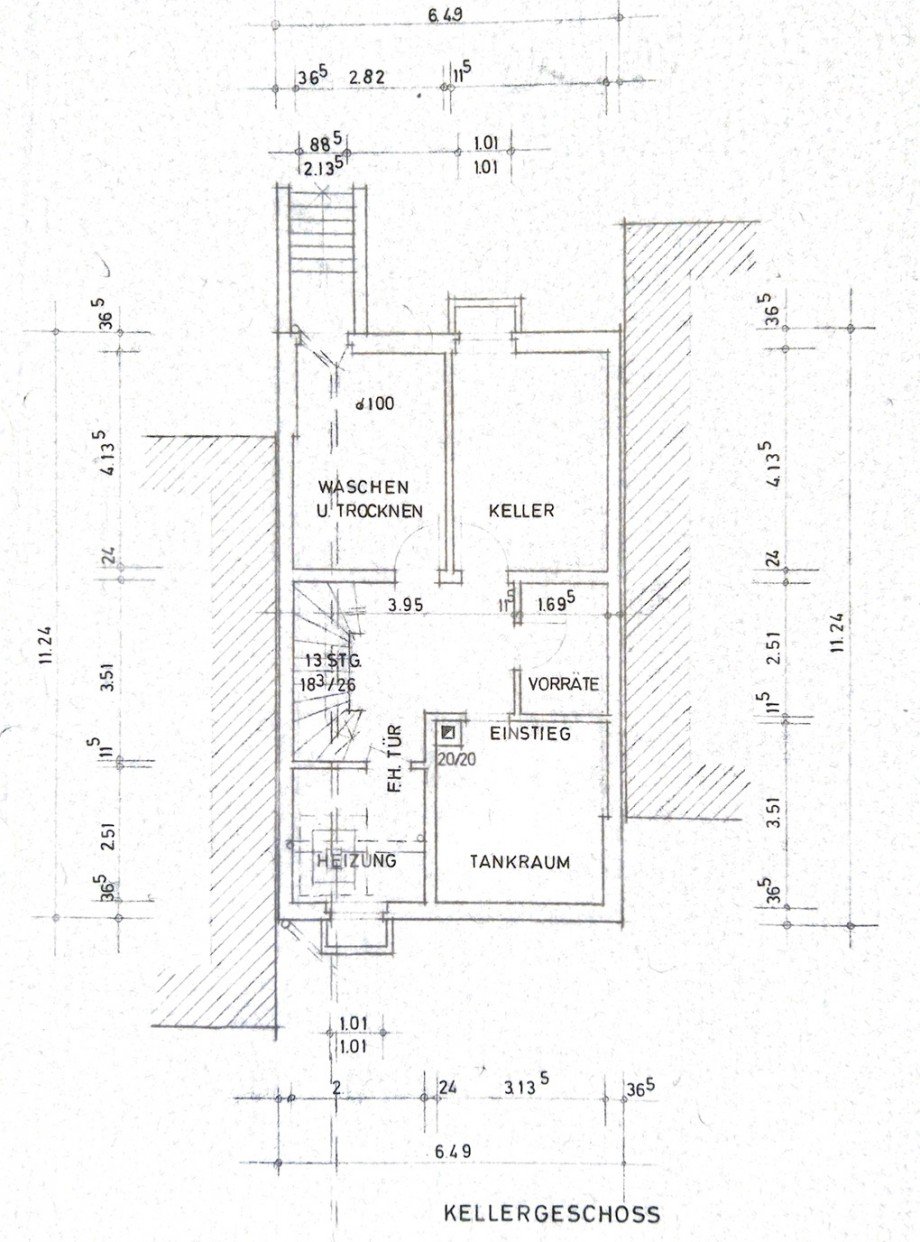 Grundriss KG Reihenendhaus Bochum