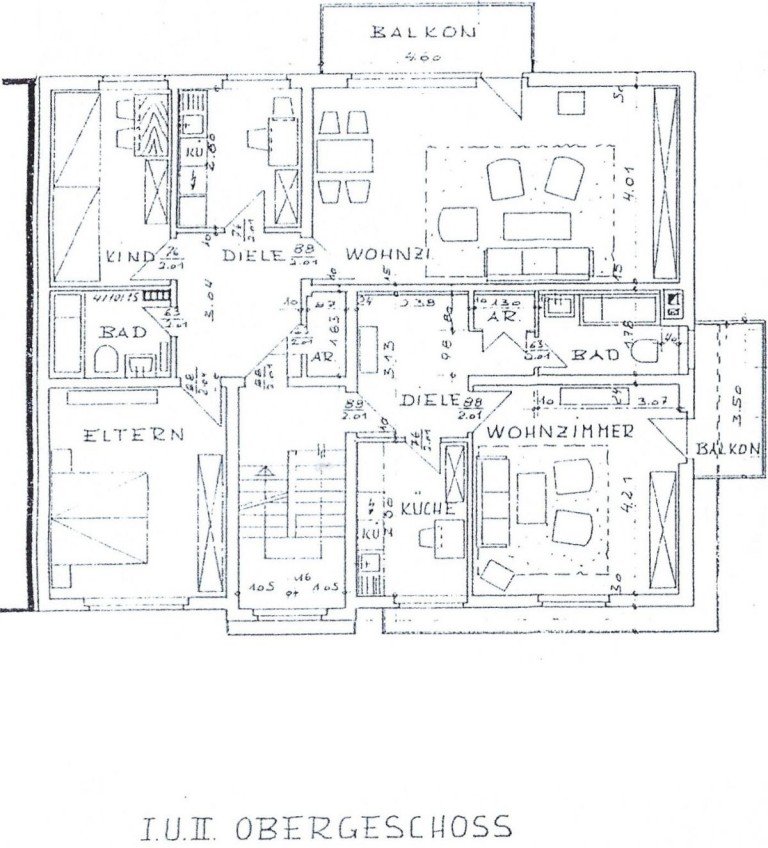 Grundriss 1.OG,2.OG Essen - Essen-Borbeck Etagenwohnung Gesamtpaket in Essen-Borbeck, 3,5 Zimmer+1,5 Zimmer Eigentumswohnungen mit diversen M�glichkeiten
