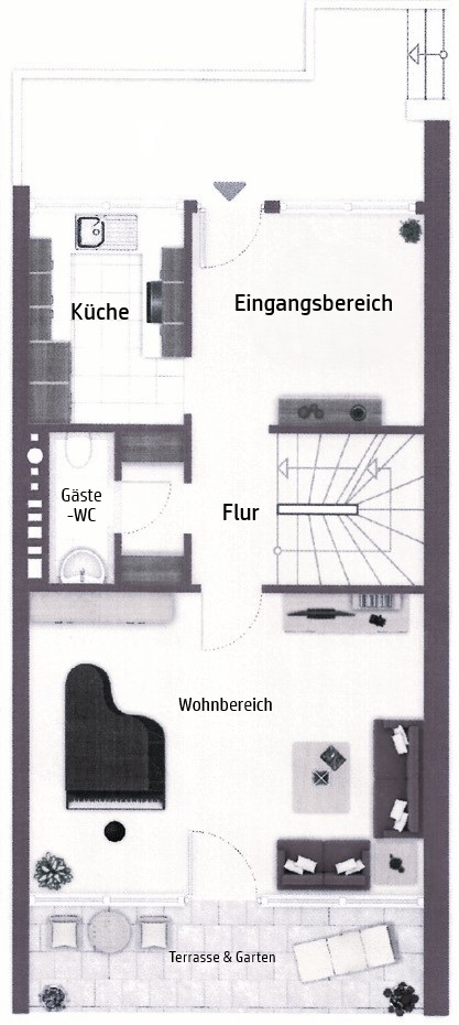 Grundriss EG Reihenmittelhaus Wetter (Ruhr)