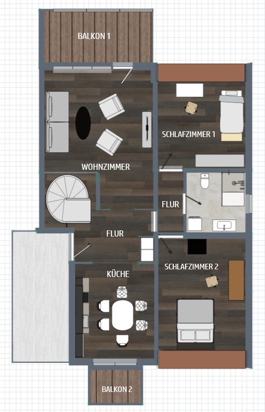 Grundriss Dachgeschoss unten Maisonettewohnung Duisburg